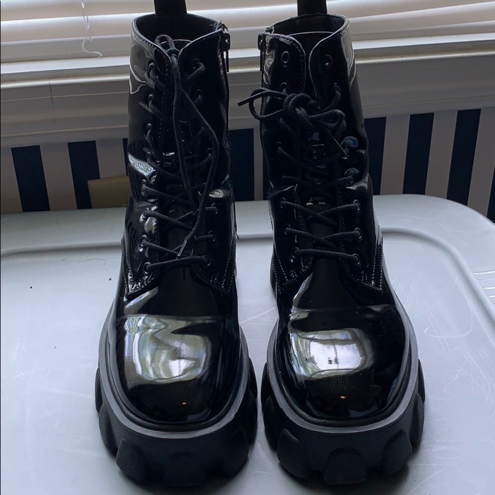 Nasty Gal Lace Up Platform Combat Boots